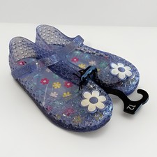 Wonder Nation Jelly Sandal Toddler Girl 12 Purple Glitter Flower Shoe NEW No Tag