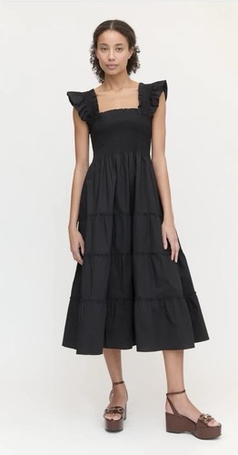 Vestido Hill House Home The Ellie Nap Clásico Negro Algodón Talla S Pequeño Niveles - Imagen 9 de 11