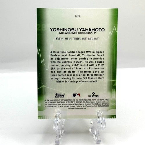 2025 Topps Finest Yoshinobu Yamamoto Bullish #B-24 Case Hit SSP - Picture 2 of 2