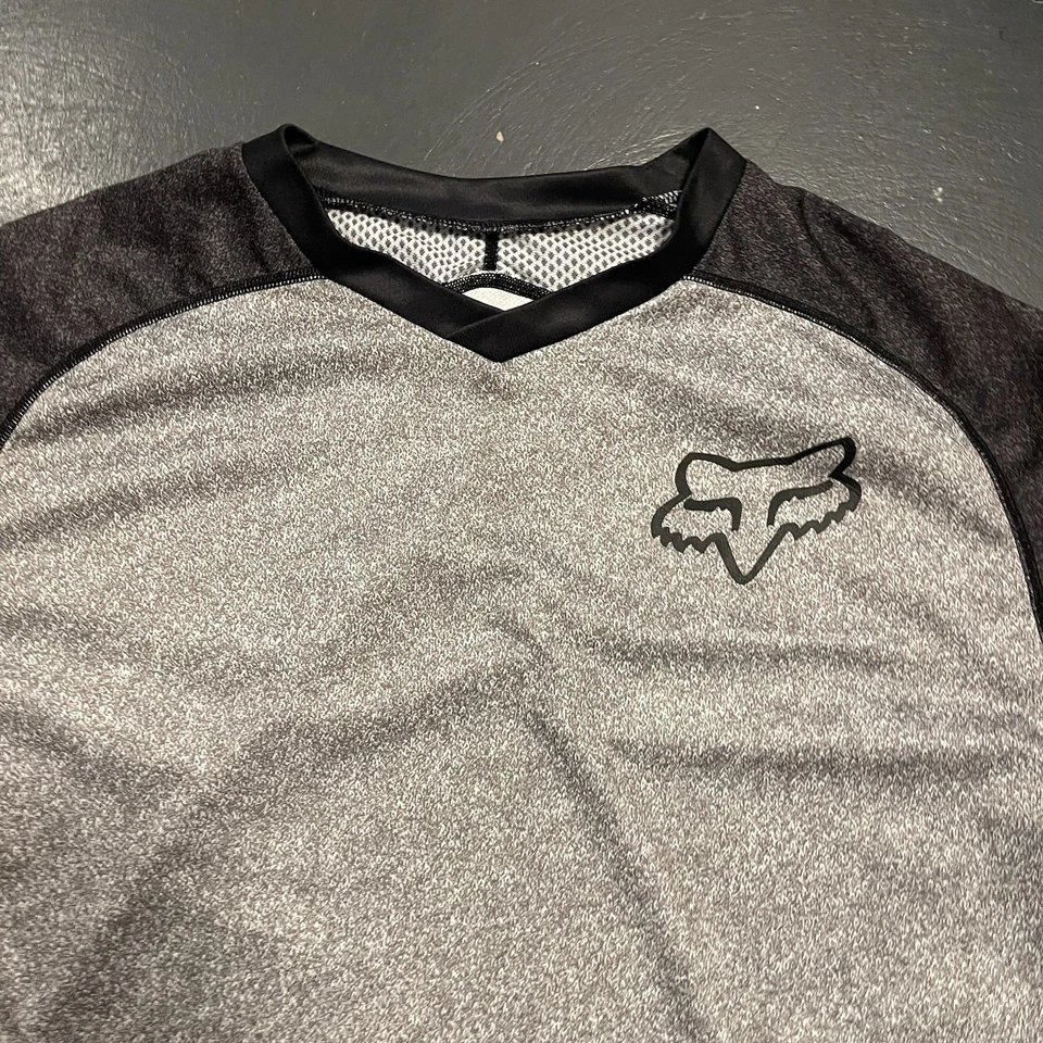 Camiseta deportiva Fox Racing para hombre grande gris indicador cremallera bolsillo motocross equitación Foto 4 de 4