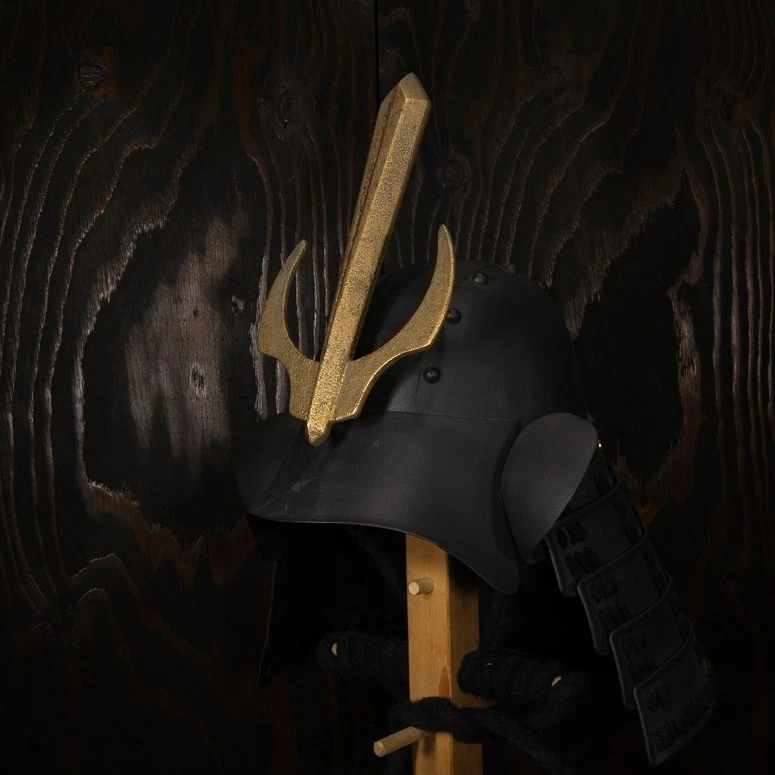 Triple Lanza Maedate Madera Pintada en Oro Cresta Mujer Ajuste Samurai Armadura JP Foto 2 de 4