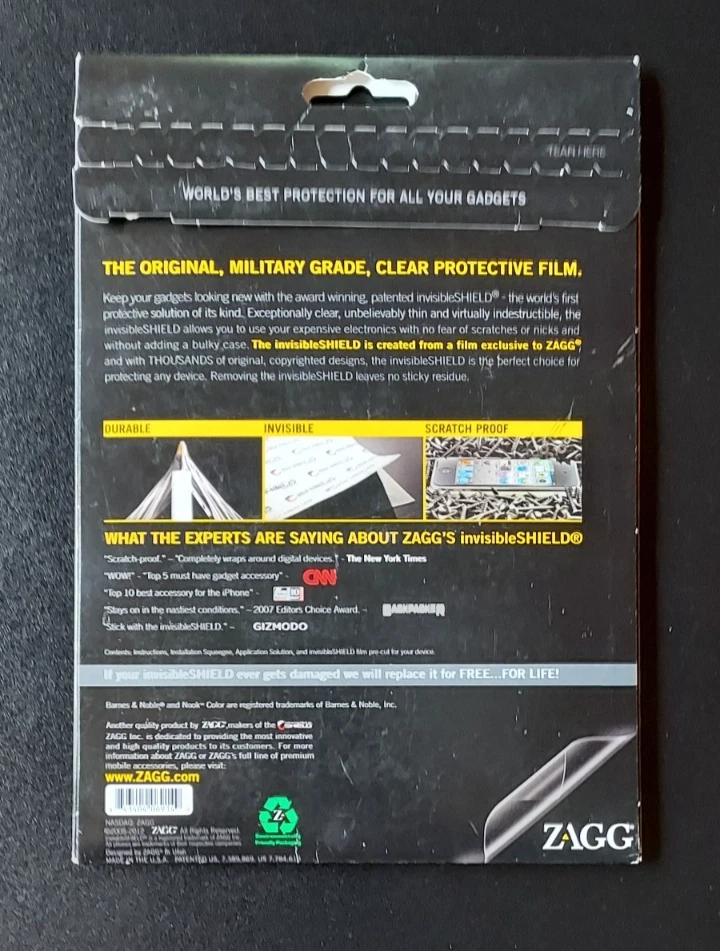 ZAGG Invisible Shield SCREEN protector for Barnes & Noble NOOK COLOR S Brand NEW - Image 2 of 3