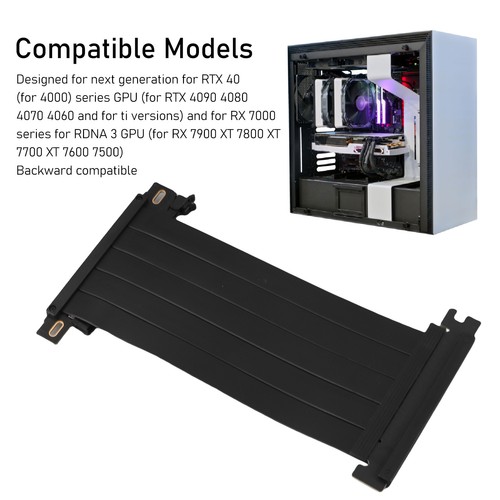 (Noir) Câble élévateur PCIe 4.0 X16 haute vitesse flexible double face 180° CSO - Photo 16/24