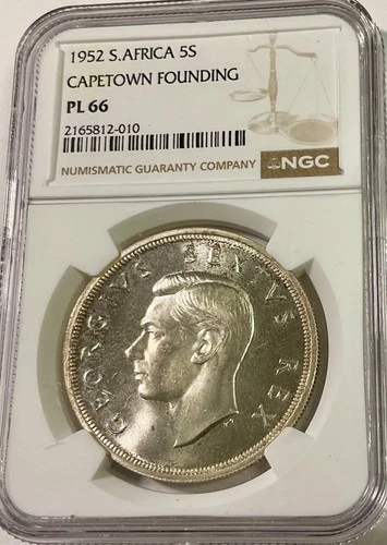 1952 South Africa 5 Shillings Capetown Founding KM#41 NGC gem graded PL66