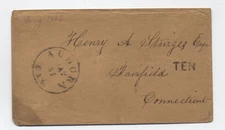 1850s Auburn CA stampless cover black CDS and "TEN" rate handstamp [6986.676]