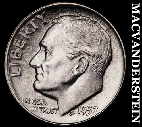 1957-D Silver Roosevelt Dime - Choice Gem Brilliant Unc  Lustrous  #G7779