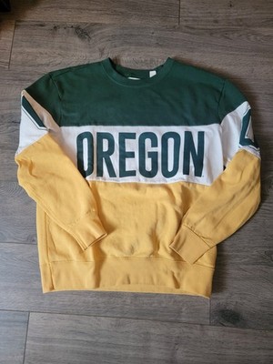Oregon Ducks Sweatshirt Womens Small  Yellow Green Spell Out Ladies