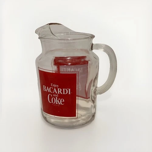 Enjoy Bacardi Rum And Coca Cola Glass Pitcher 🍹🥤 | Vintage Collectible | Nice