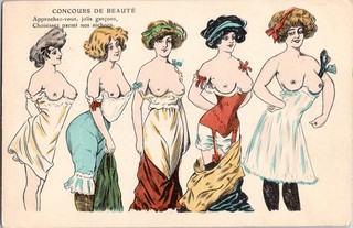 art Xavier Sager nus woman Breasts Beauty Contest original old 1910s postcard