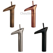 Tall Vessel Sink Faucet Waterfall Spout Single Handle Antique Lavatory Mixer Tap