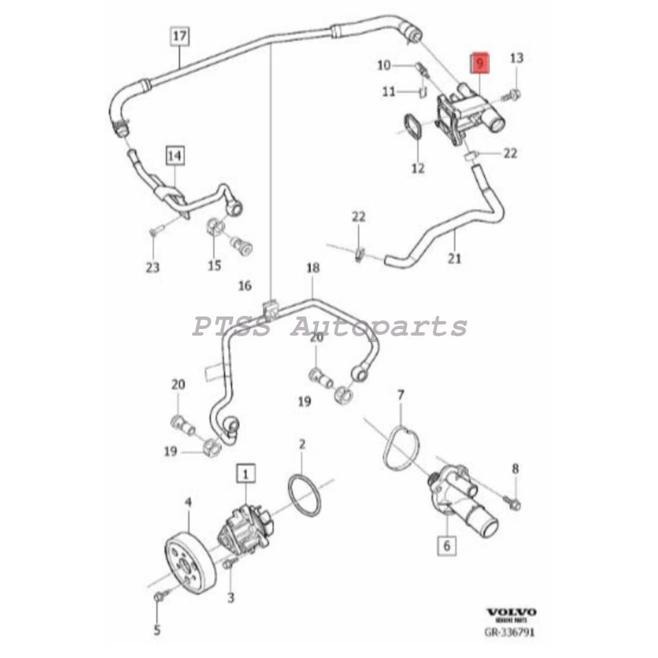 31316348 原始设备制造商 INA 发动机恒温器外壳适用于沃尔沃 S60 2011-13 XC60 12-13 2.0T — 第 3/3 张图片
