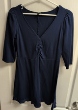 EXPRESS BLUE SHORT DRESS 3/4" SLEEVE V-NECK WOMEN'S SIZE MEDIUM