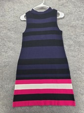 Eliza J Dress Womens 2 Multicolor Stripe Mock Neck Sleeveless Shift Knit Work