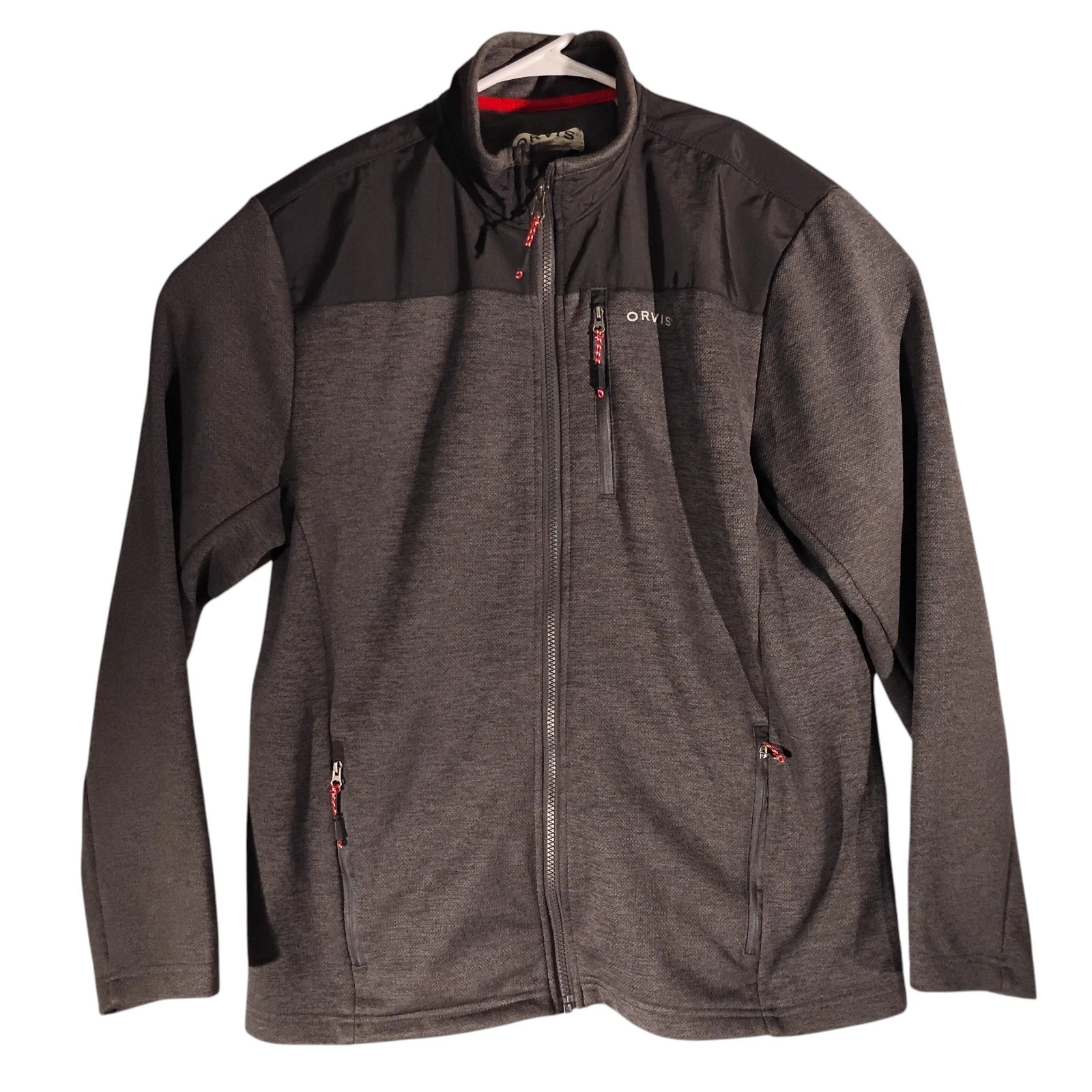 Orvis shirt jacket mens M Medium gray mock neck full zip long sleeve sweatshirt