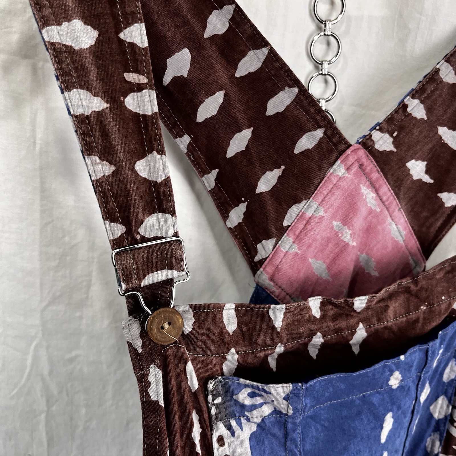 Batik Patchwork Shortalls Medium Large Colorful C… - image 8