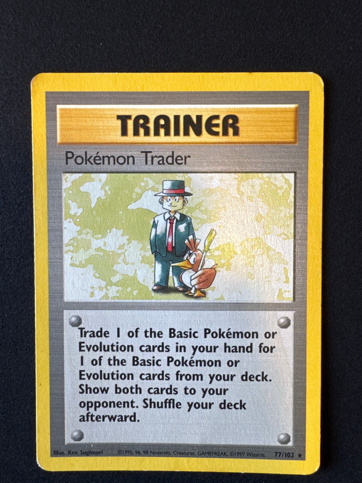 POKEMON TRADER 77/102 MP RARE BASE SET UNLIMITED POKEMON 1999