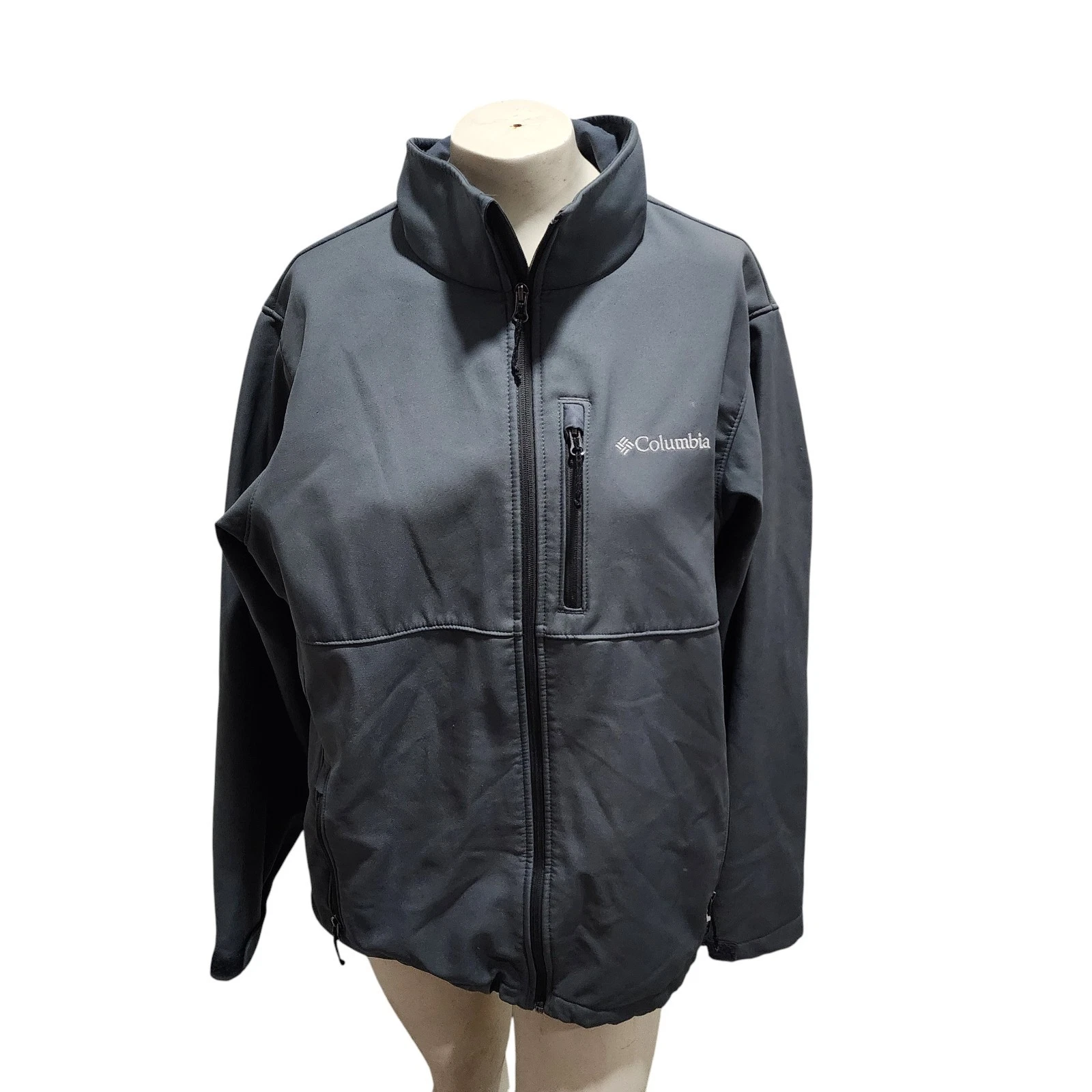 Columbia Mens M Grey Watertight Rain Jacket Hooded Waterproof Outdoor Shell