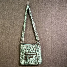 Vera Bradley 2 Zip Hipster Crossbody Purse Bag, Sea Foam & Bark, Rainstorm