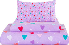 4 Pieces Girls Purple Full Sheet Set - Soft Microfiber Fitted Flat Sheets Pill