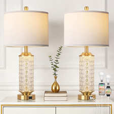 Modern Gold Table Lamps Set of 2 with USB Ports LED Night Light