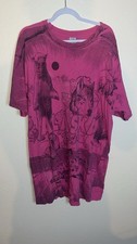 Vintage Pink Alaska Bear And Wolf XXL Tall T Shirt Made In USA Night Shirt
