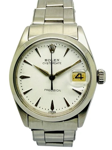 Vintage Rolex Oysterdate Precision 30mm 1960 Stainless Steel Reference 6466