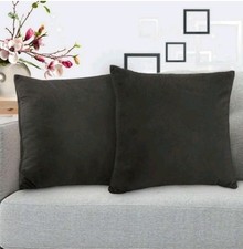 Set of 2 Velvety Throw Pillow Cover Cases 22x22" Soft For Couch Bed - Dark Grey