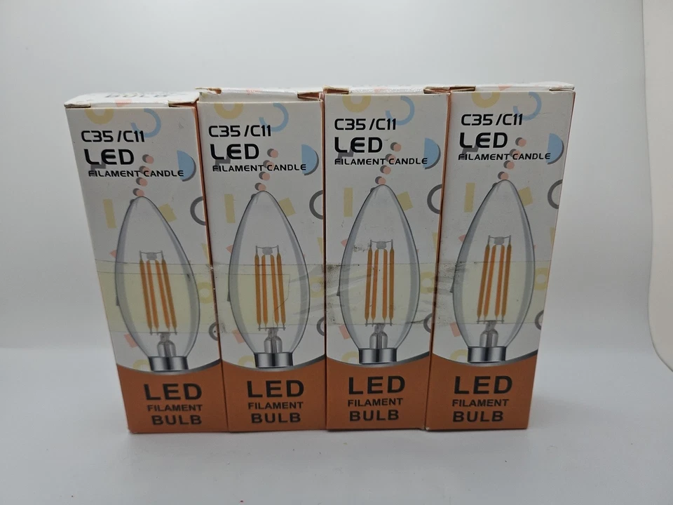 LED Filament Light Bulbs C35/C11 4Pack European Base3000K4W Frosted Dimmable(A1) - Image 2 of 4