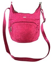 Travelon Pink With Floral Design Medium Purse Crossbody Bag Size Preowned