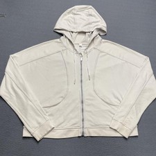 Lululemon Hoodie Womens 10 White Full Zip Oversized Hooded Relaxed Gym Relaxed