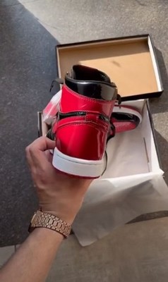Nike Air Jordan 1 High OG Patent Bred Black Red Mens Size 8.5 US NIB