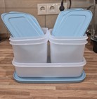 TUPPERWARE Gefrier-Behälter 1,0 L Weiß Türkis Flach Eis-Kristall Eiskristall 17253