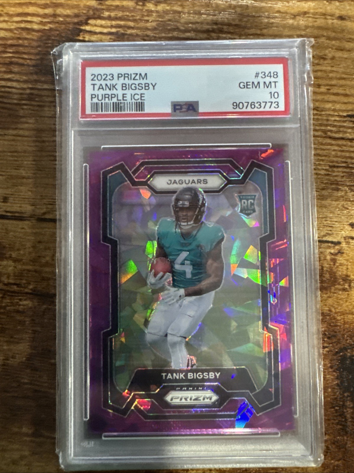 2023 Panini Purple Ice Prizm #348 Tank Bigsby Jaguars RC Rookie /225 PSA 10 Gem