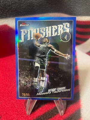 2025 Topps Finest #FI-2 Anthony Edwards FINISHERS INSERT Blue Refractor /99