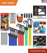 Complete 31-Piece Bungee Cord Assortment with Tarp Clips - Outdoor Essential Kit