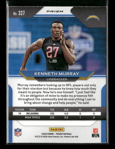 2020 Panini Prizm #327 Kenneth Murray Prizm Red White and Blue - Picture 2 of 2