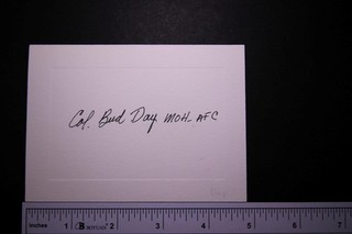 WW II Medal of Honor BUD DAY (1925 2013) AUTOGRAPH HEAVY STOCK CARD