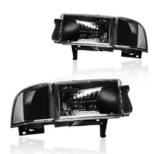 Headlight Assembly, Headlights Kit Compatible Black Housing Clear Reflector