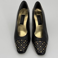 J. Renee Vintage Y2K Studded Leather Heels Pumps Brown Women s Size 7N w/ Box