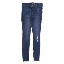 HOLLISTER Damen Jeans Blau Slim Skinny Distressed Stone Wash W25 L28