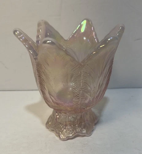 Fenton Art Glass Pink Chiffon Opal Opalescent Tulip Two Way Candle Holder