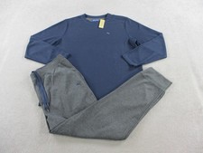Tommy Bahama Lounge Set Mens Large Navy Blue Gray Soft Knit Top Sweatants Jogger