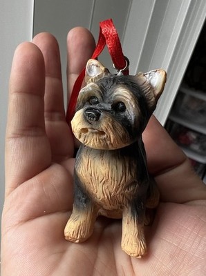 Yorkshire Terrier Yorkie Hanging Ornament Hand Painted Resin 2.5  Colorful Cute 