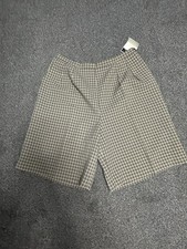 Vintage SKY Plaid Shorts Size 14 Beige Navy Check Culottes NWT Made in England