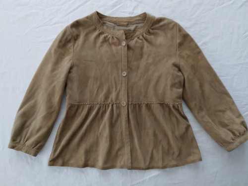Banana Republic Suede Leather Blazer Jacket Brown Button Lined Womens Size Small