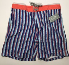 Le Club Original Men  s Arrow Swim Trunks Med. Blue/Orange White. NWT 89