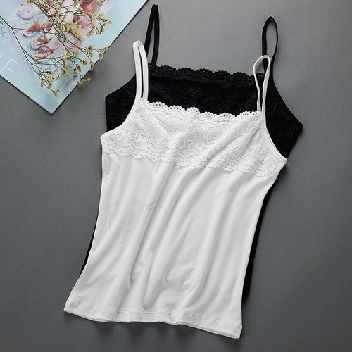 Women Cotton Tank Top Vest Camisole Lace Spaghetti Strap Undershirt Casual - Picture 10 of 12
