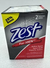 ZEST For MEN ACTIVE SPORT Bar Soap - 2 Pack Discontinued Long Lasting Scent 4 Oz
