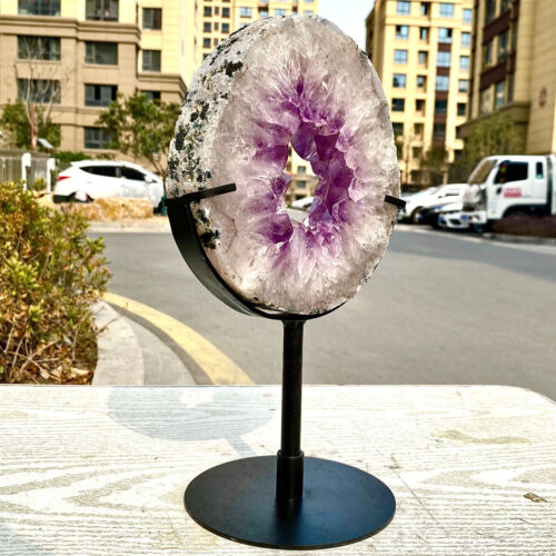 4.29LB Natural Amethyst Cave Crystal Slice Crescent shaped Hand Cut Repai - 第 11/16 張圖片