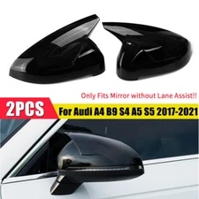 Gloss Black Door Side Wing Mirror Cover Caps For Audi A4 B9 S4 A5 S5 2017-2021